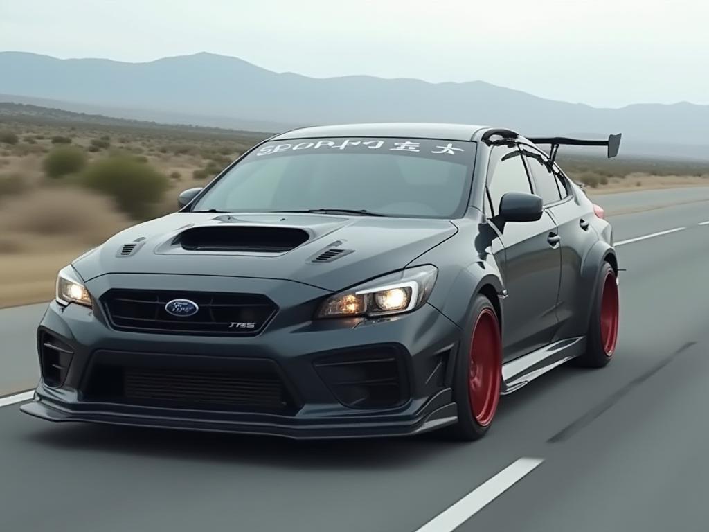 Customized car driving safely on a scenic road